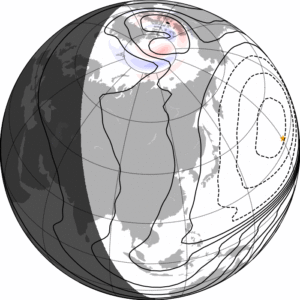 The animation shows one day of global ionospheric currents according to an empirical model which is under development.